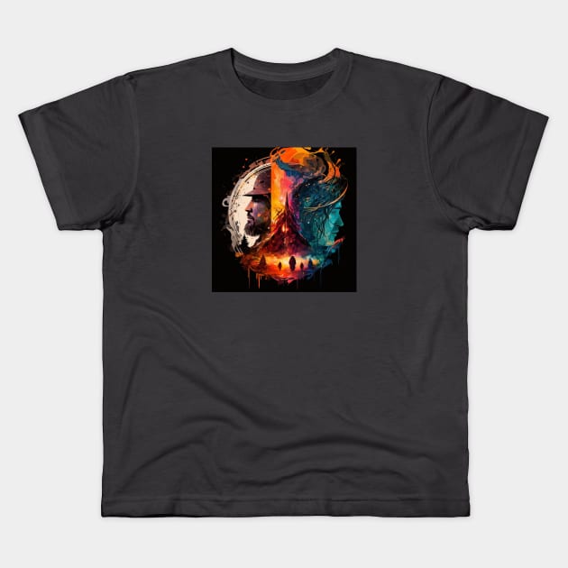 Bright abstract illustration of Lord of the rings Kids T-Shirt by KOTYA